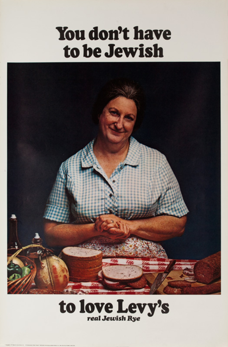 You Don't Have to Be Jewish To Love Levy's Rye Bread Original Vintage Advertising Poster, Italian Mother