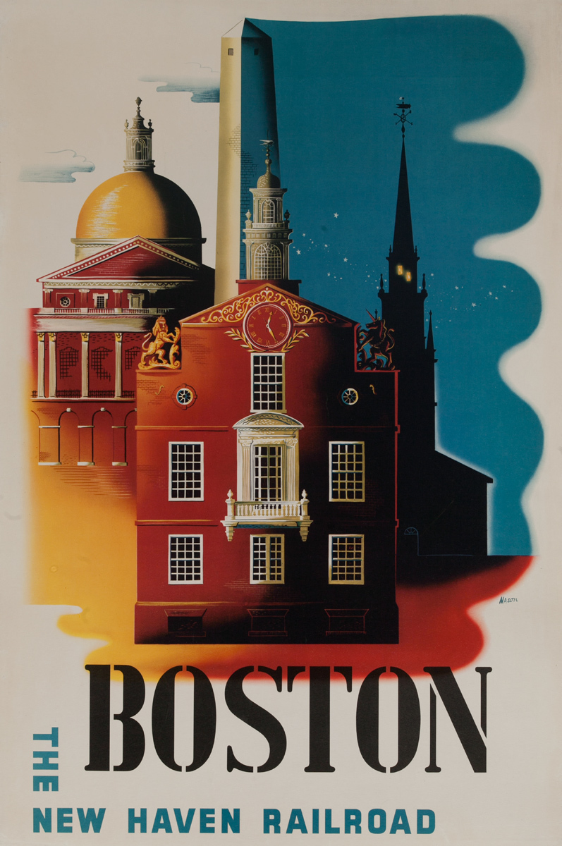 Boston The New Haven Railroad Original Travel Poster