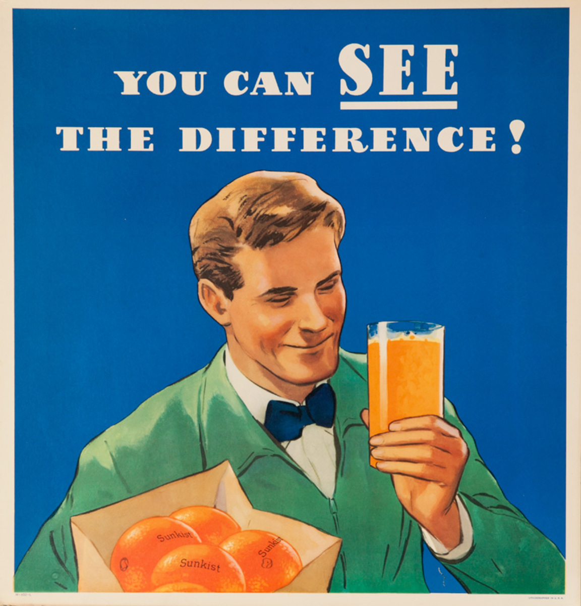 Sunkist Oranges Original Advertising Poster, You Can See the Difference