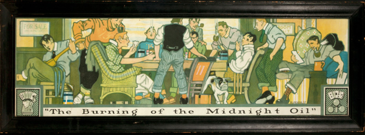 The Burning of the Midnight Oil, Original Turn of the Century Print