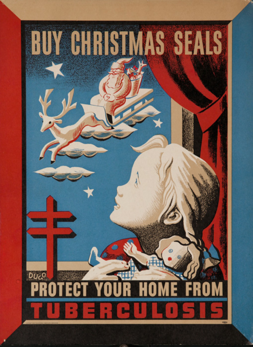 Original 1943 Tuberculosis TD Christmas Seals Poster