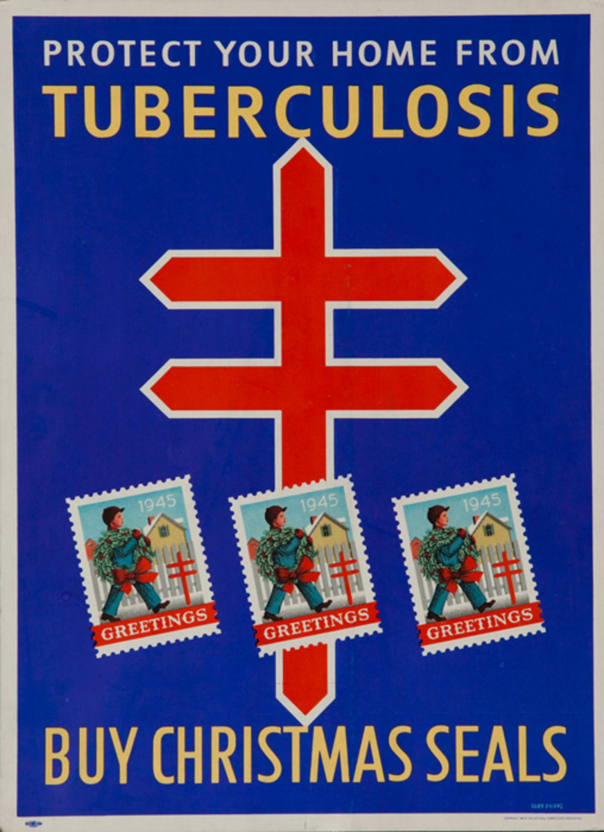 Original 1945 Tuberculosis TD Christmas Seals Poster