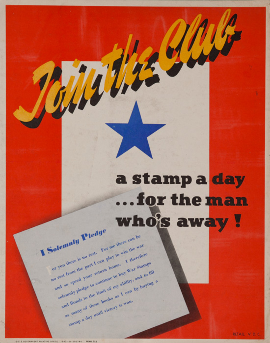 Join The Club, a Stamp a Day ... For the Man Who's Away Original American WWII Home Front Poster