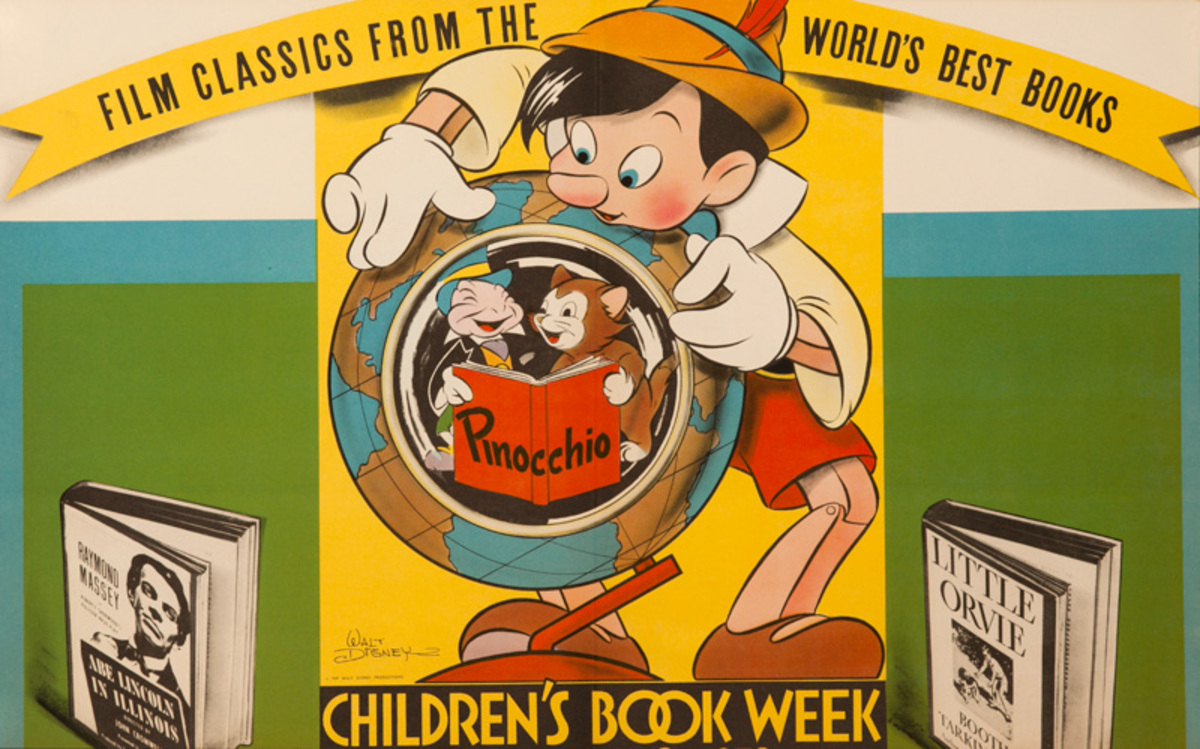 1939 Children's Book week Poster Walt Disney Pinocchio 