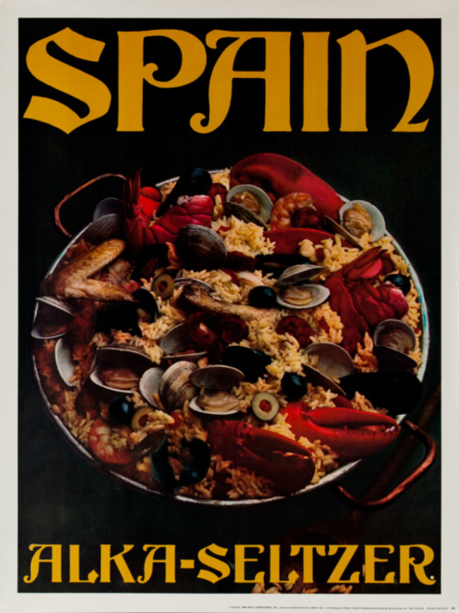 Original Alka Seltzer Advertising Poster, Spain Paella
