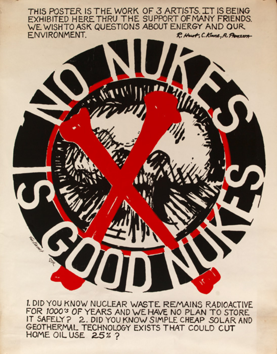 No Nukes is Good Nukes Original American Anti Nuclear Poster Protest Poster