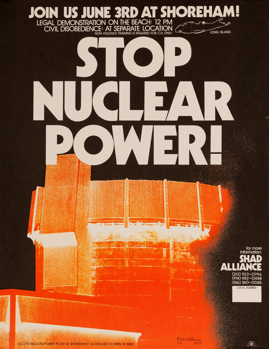 Stop Nuclear Power Original Shad Alliance Anti-Shoreham Power Plant Poster