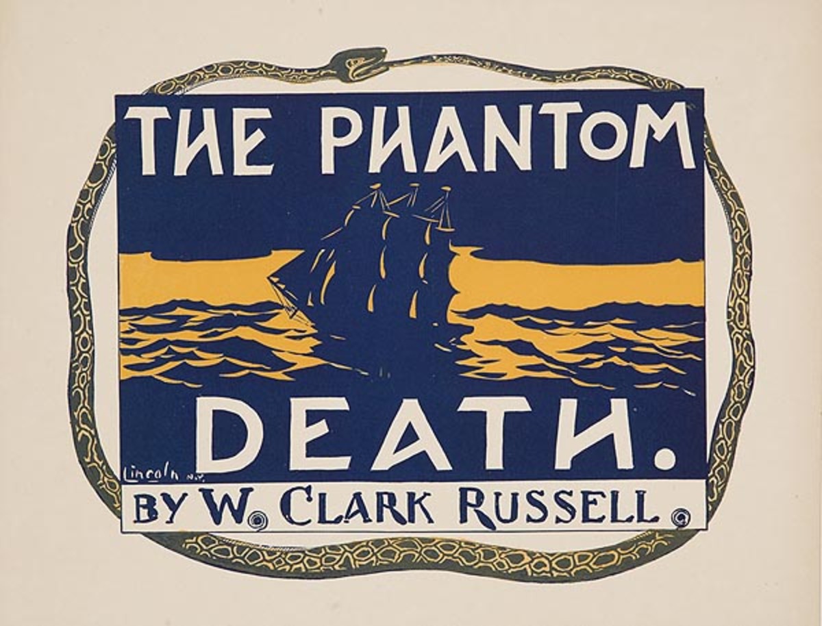 The Phantom Death by W Clark Russell Original American Book Advertising Poster