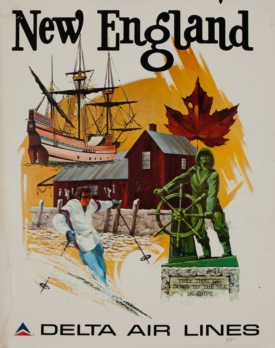 Delta Airlines Original Travel Poster New England