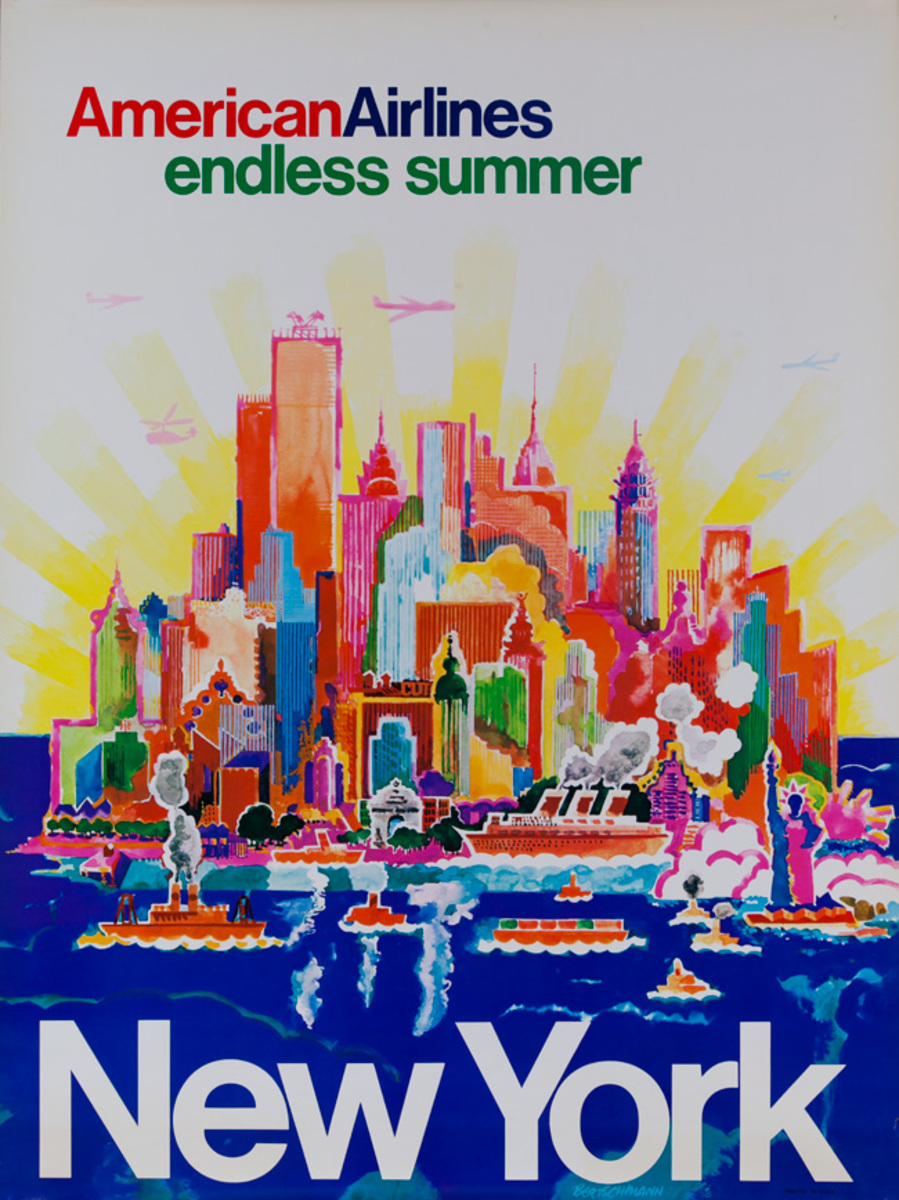 American Airlines Endless Summer New York, Original Travel Poster