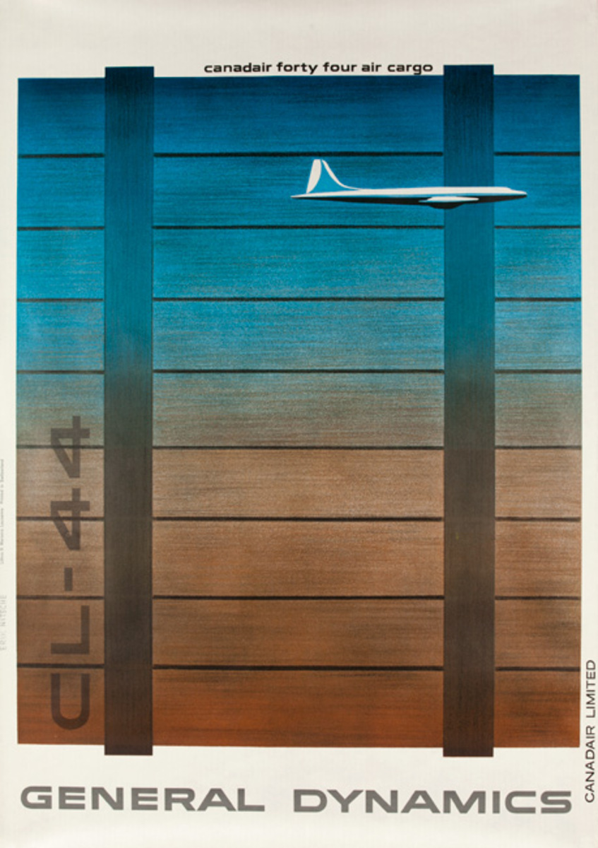 General Dynamics Original Corporate Relations Poster Canadair Forty Four Air Cargo CL-44 