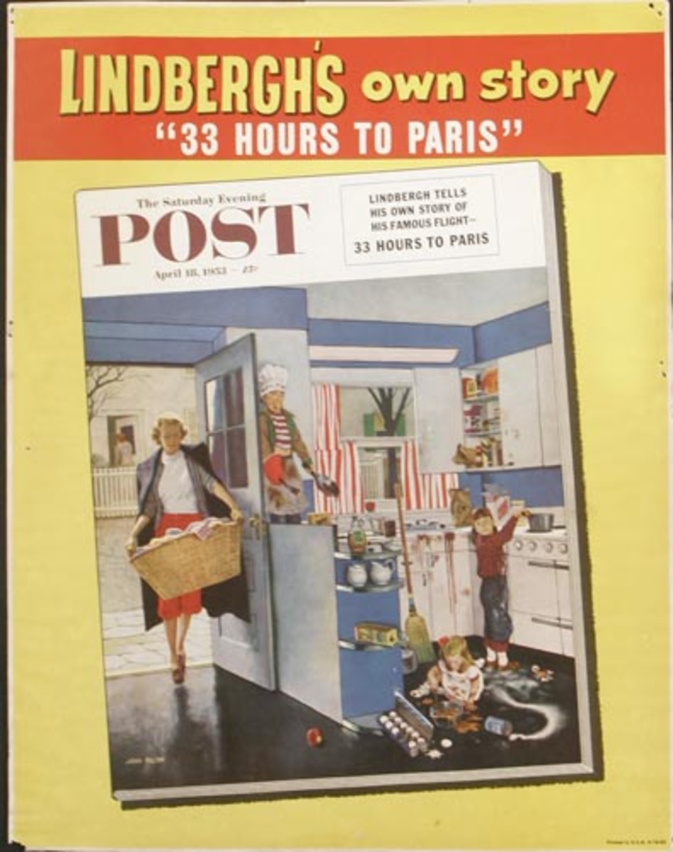 Saturday Evening Post Original Literary Advertising Poster Charles Lindbergh