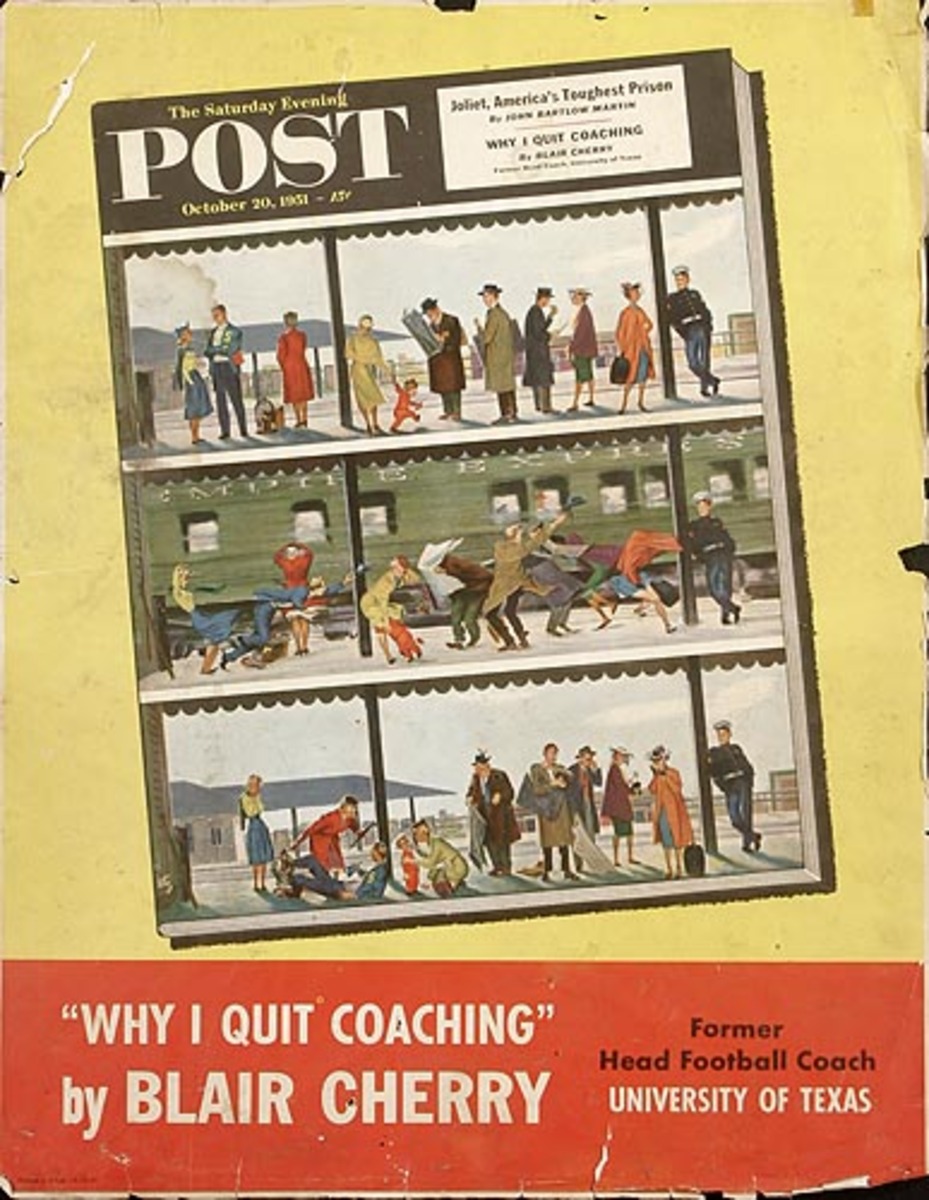 Saturday Evening Post Original Literary Advertising Poster Why I Quit Coaching
