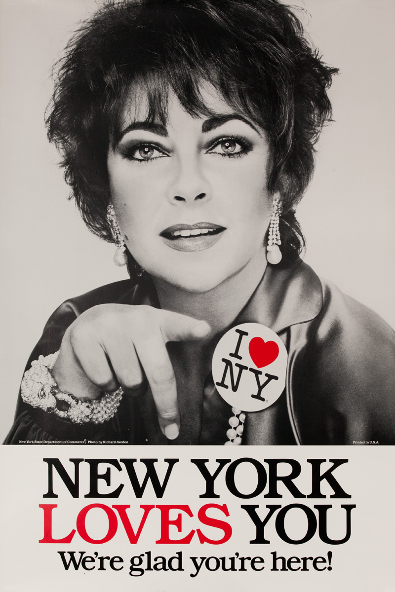 I Love NY Original New York Travel Poster, Elizabeth Taylor