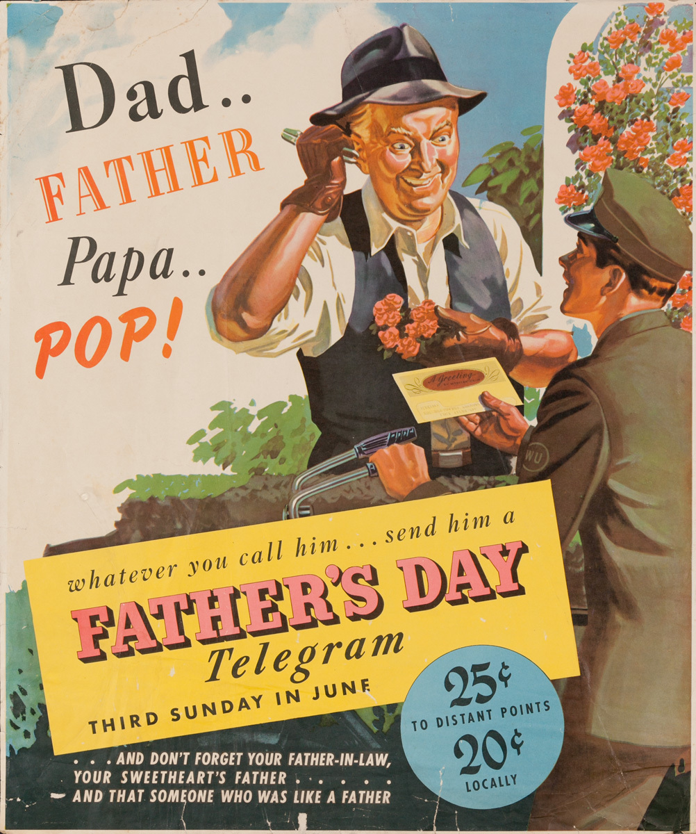 Dad... Father Papa.. Pop,  Original American Telegram Advertising Poster Father's Day