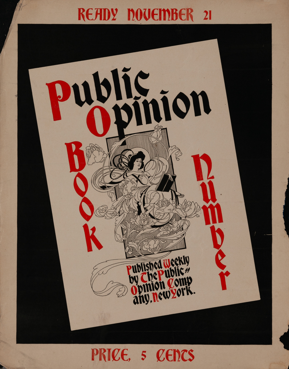 Public Opinion Book Number Original American Literary Poster