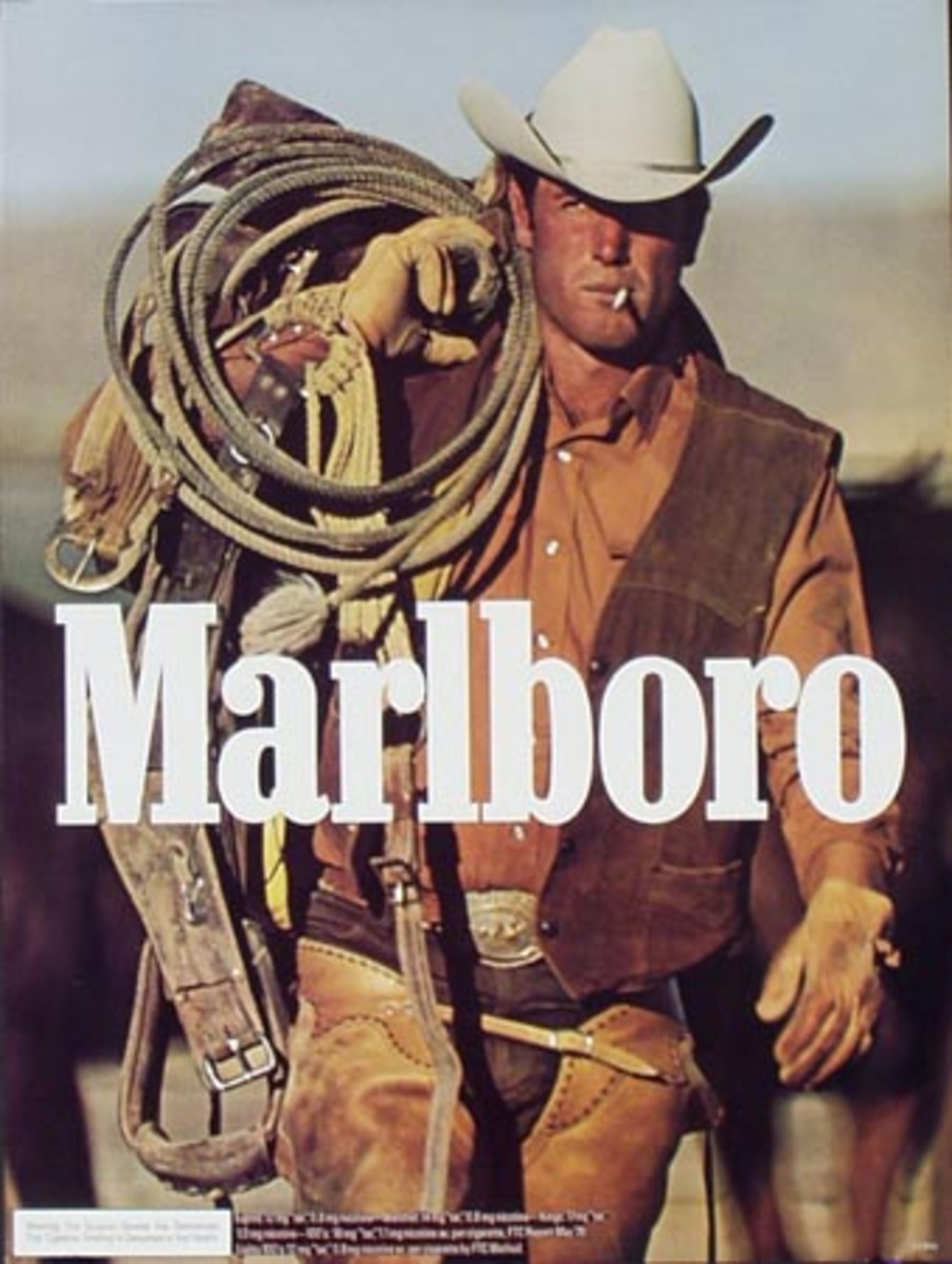 Marlboro Cigarette Cowboy Original Advertising Poster portrait in chaps