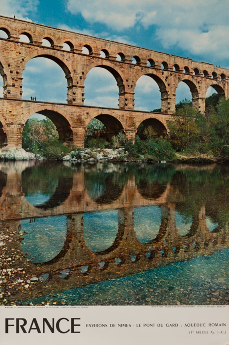 France, Environs de Nimes, Original French Travel Poster Aqueduct