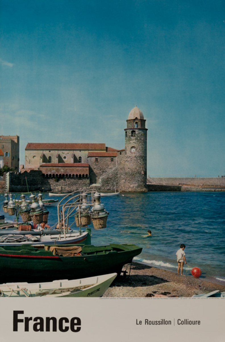 France Le Roussillon Original French Travel Poster Harbor Photo