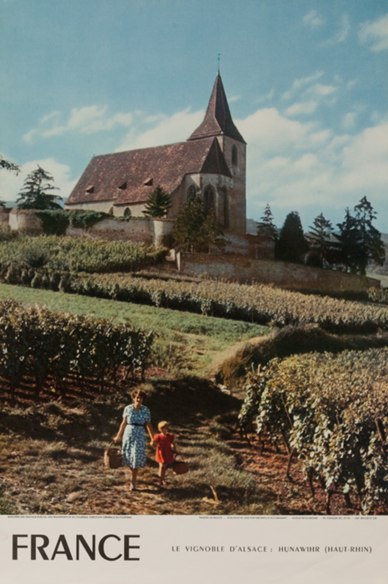 France, le Vignoble d'Alsace - Hunawihr, Original French Travel Poster  Vineyard Photo