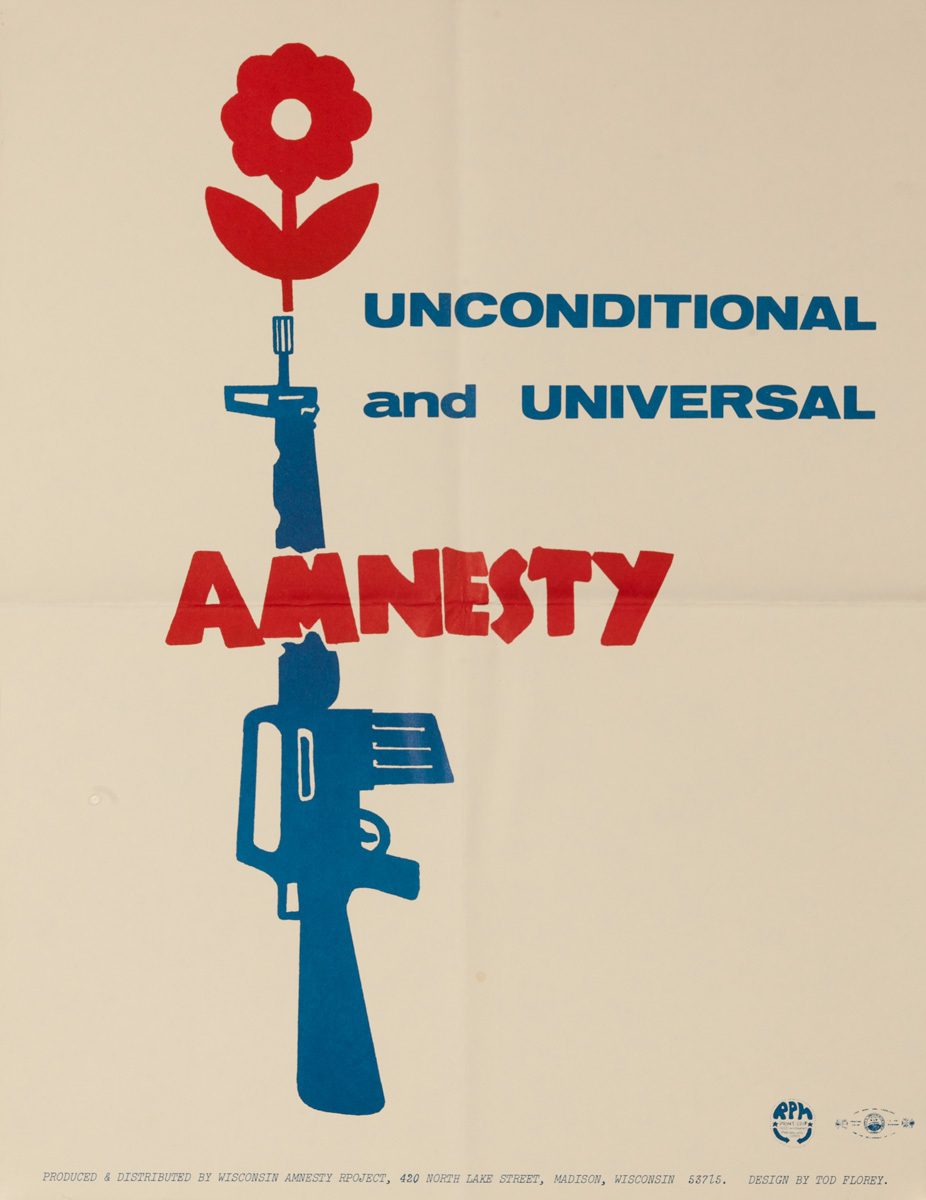 Unconditional and Universal Amnesty Original American anti-Vietman War Protest Poster