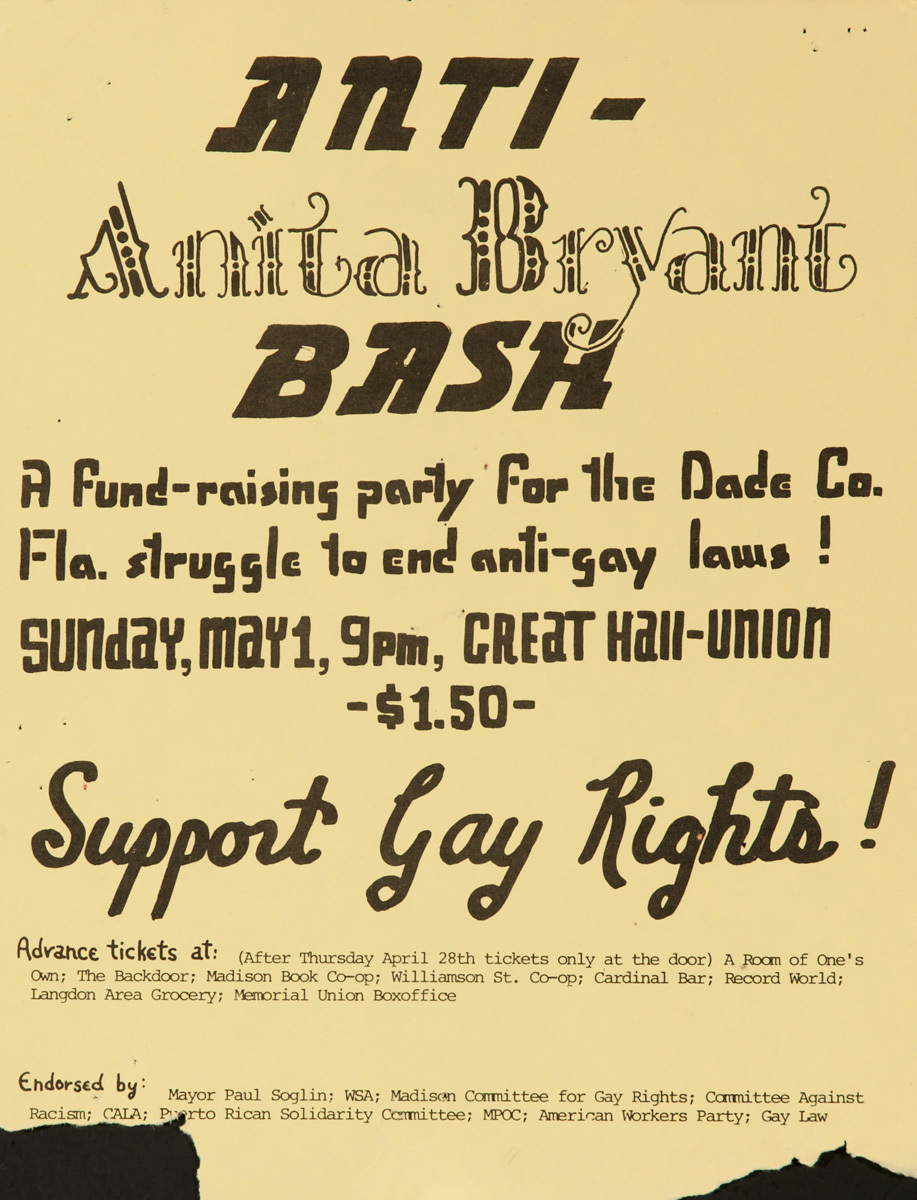 Anti - Anita Bryant Bash Original American Gay Rights Poster