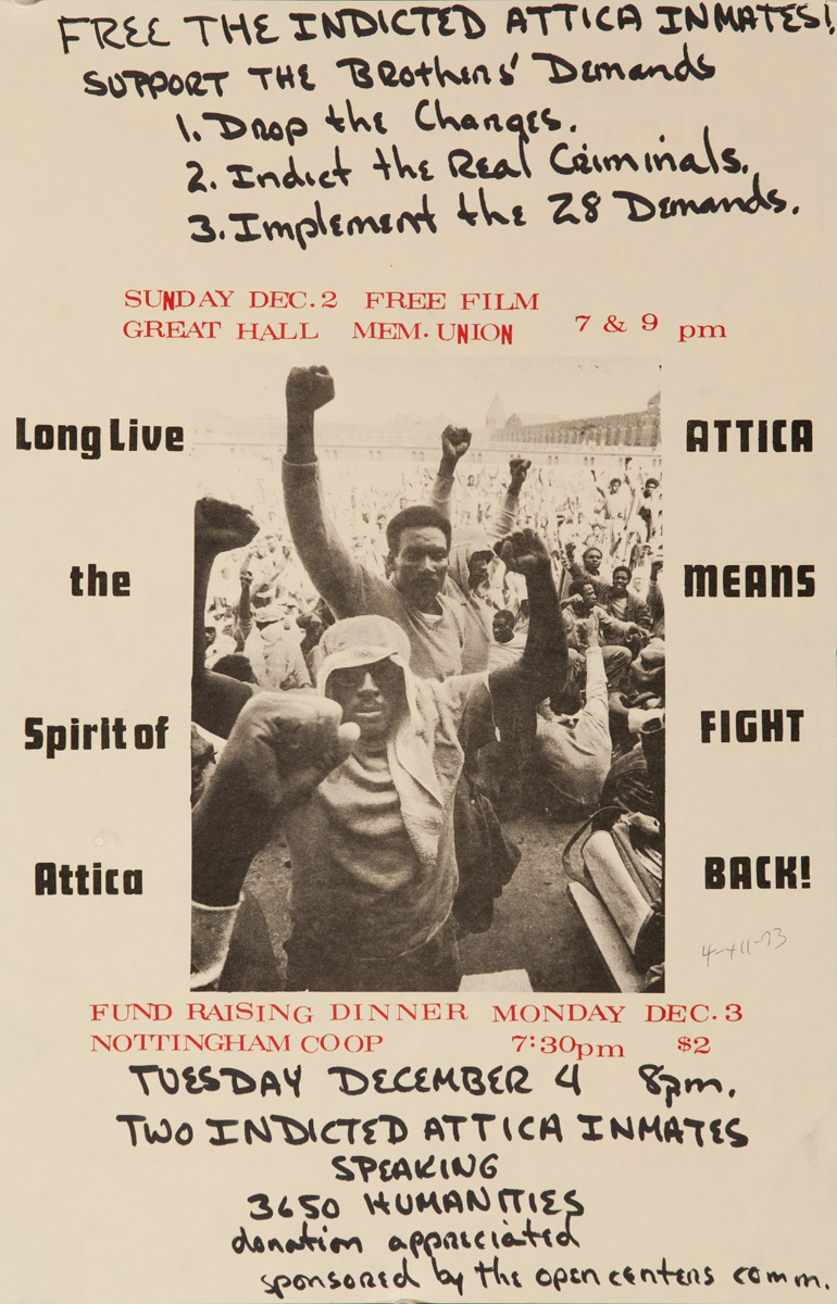 Long Live the Spirit of Attica, Attica Means Fight Back Original American Protest Poster