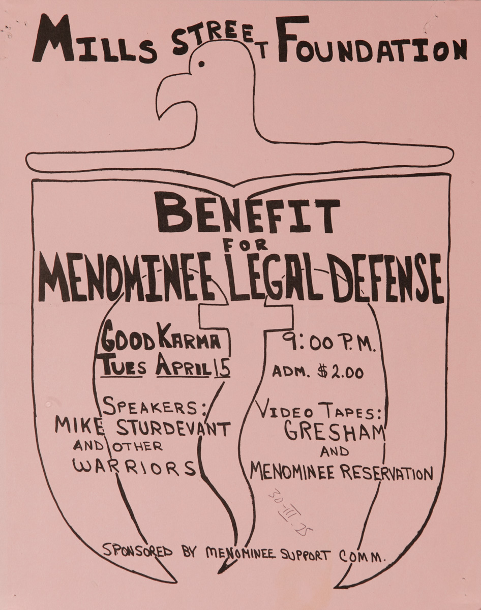 Mill Street Foundation Benefit  for Menominee Legal Defense Original American Protest Poster