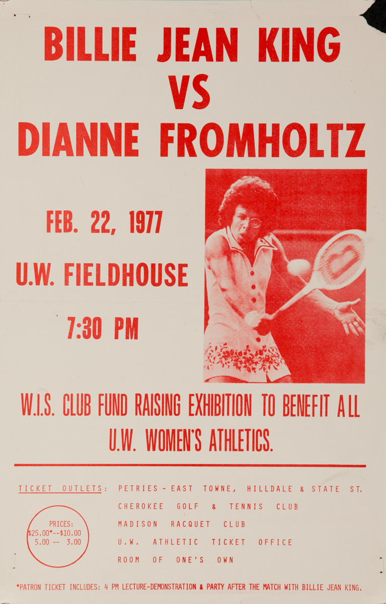 Billie Jean King Vs Dianne Fromholtz, Original American Sports Poster white