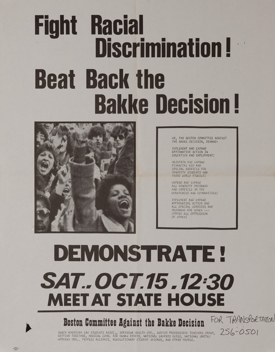 Fight Racial Discrimination, Beat Back the Bakke Decision Original American Civil Rights Poster