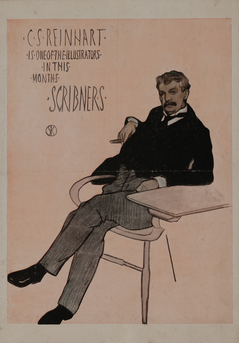 Scribner's For February, CS Reinhart Illustrator  Vintage Magazine Poster
