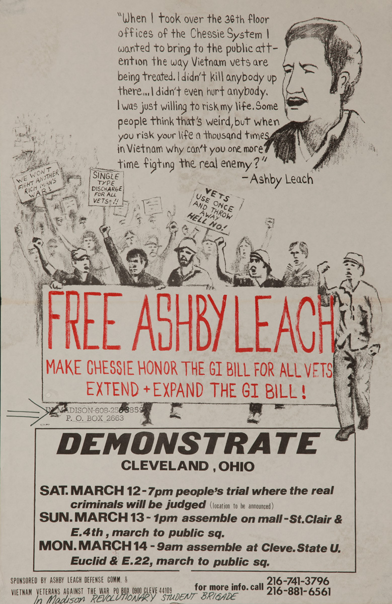 Free Ashby Leach Make Chessie Honor The GI Bill Original American anti - Vietnam War Protest Poster