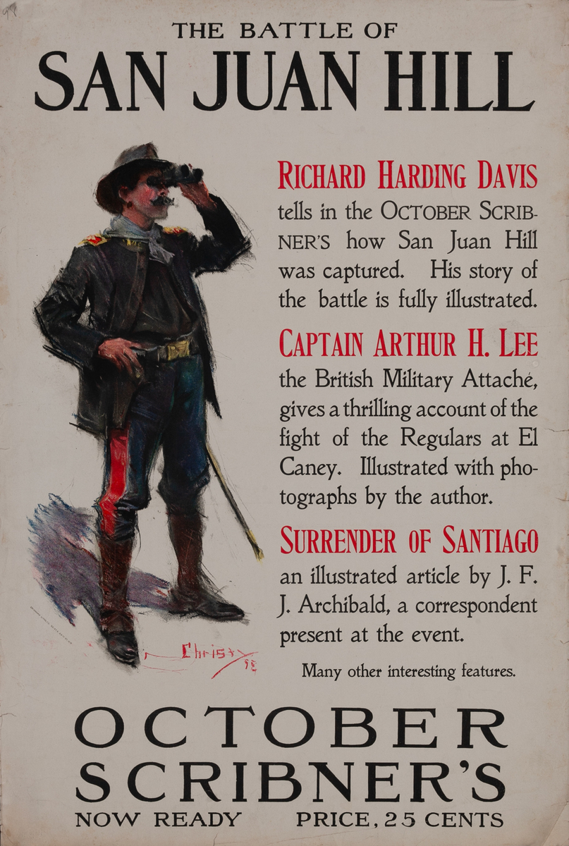 Scribner's Magazine The Battle of San Juan Hill Original Literary Advertising Poster 