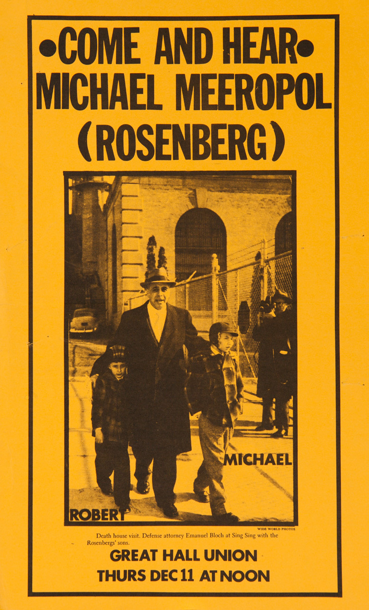 Come and Hear Michael Meeropol (Rosenberg) Original American Portest Poster