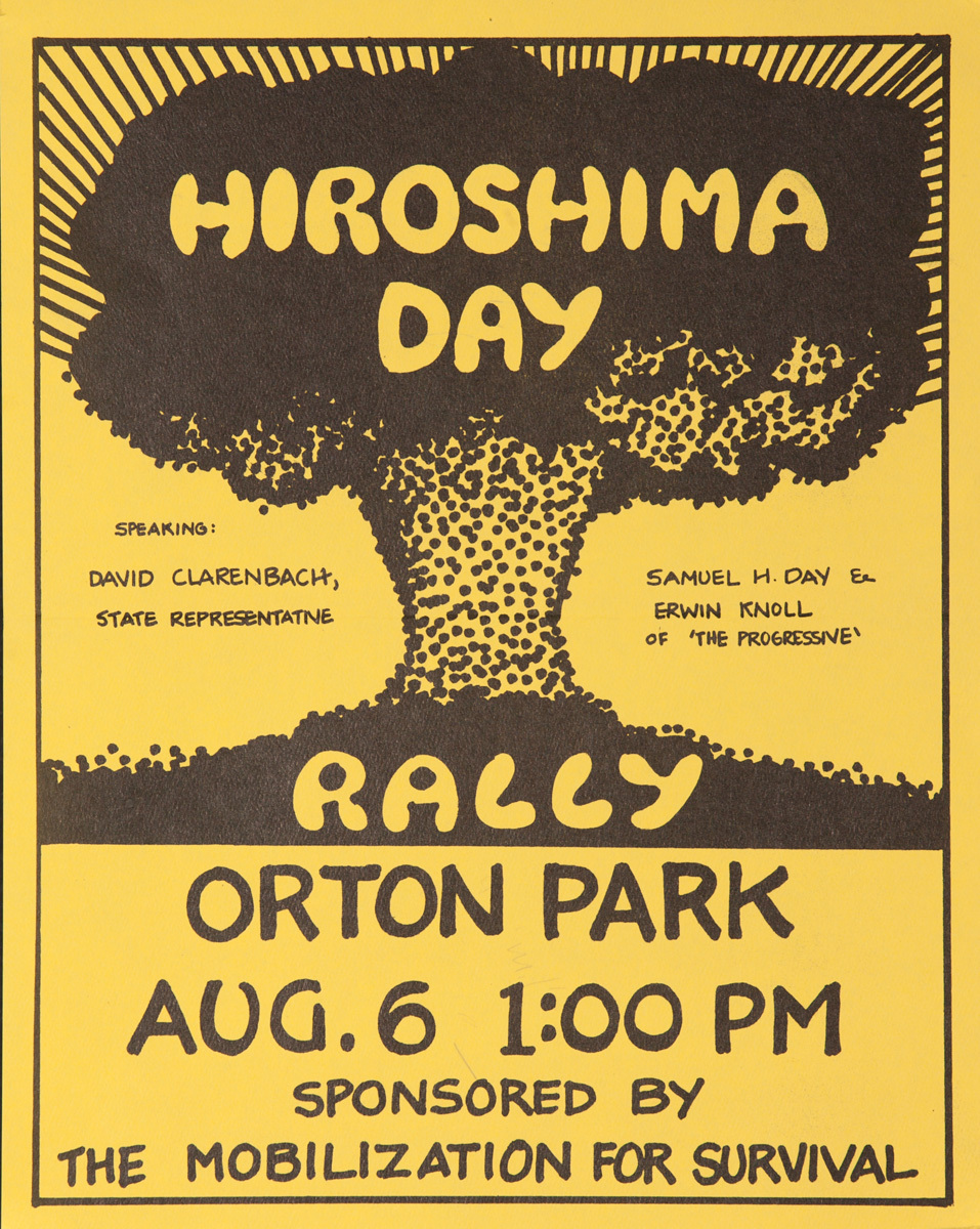 Hiroshima Day Rally Original American Anti Nuclear Weapons Poster