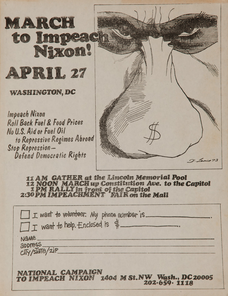 March to Impeach Nixon, Original American Protest Poster