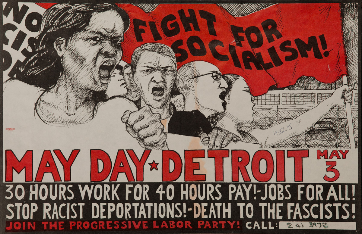 May Day Detroit, Fight For Socialism, Join The Progressive Party Original American Protest Poster