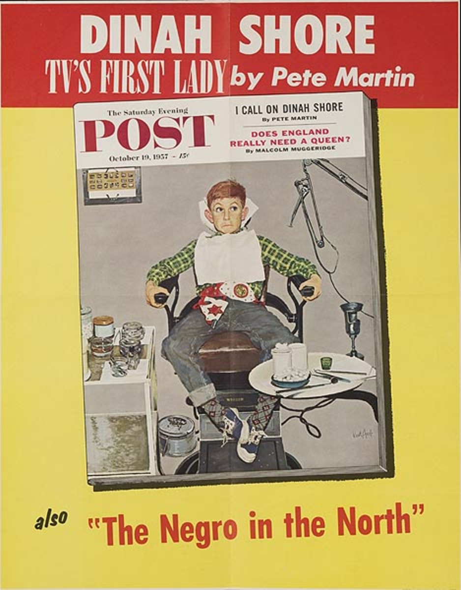 Saturday Evening Poster Original Advertising Poster October 19, 1957 Boy in Barberchair