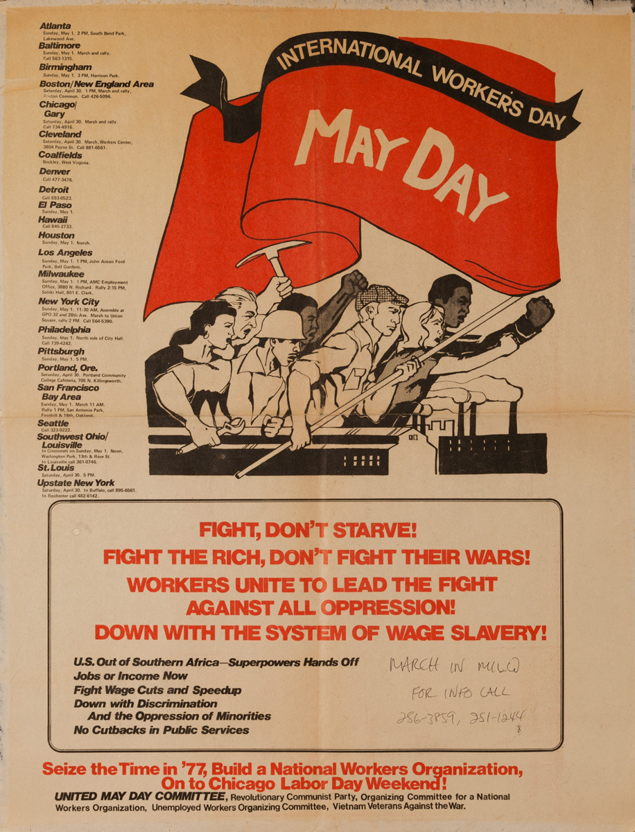 International Workers Day, May Day, Original American Political Protest Poster