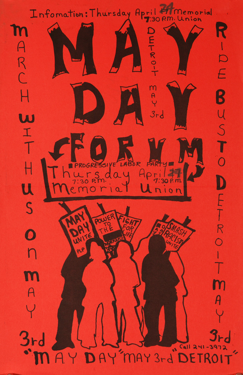 May Day Forum Detroit, Original American College Protest Poster