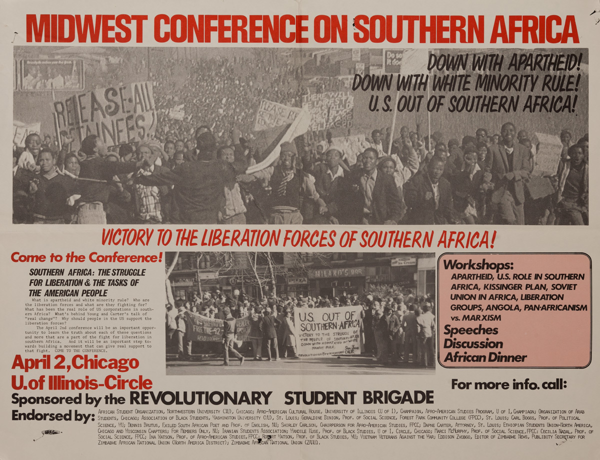 Midwest Conference on Southern Africa, Down With Aparthied, Original American Protest Poster