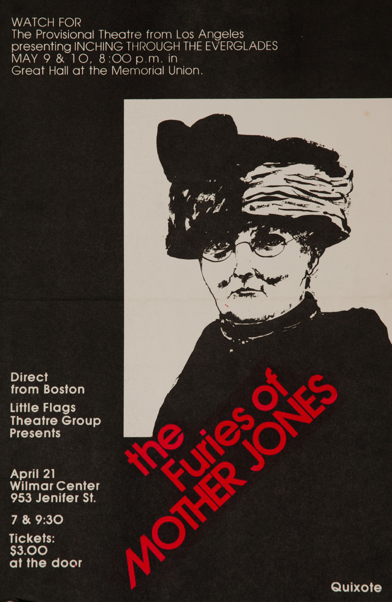 The Furies of Mother Jones Original American College Campuse Theatre Poster, anti-War Protest Play