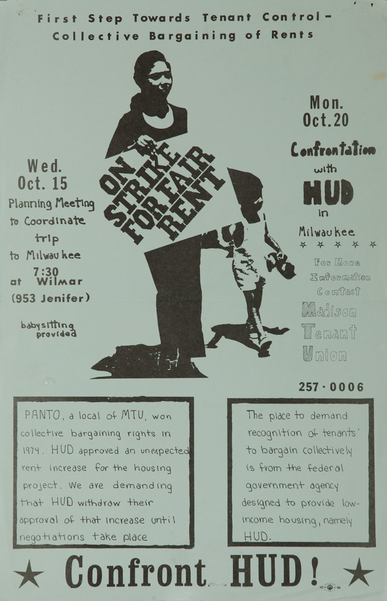 On Strike for Fair Rent, Confront HUD, Original American College Campus Protest Poster