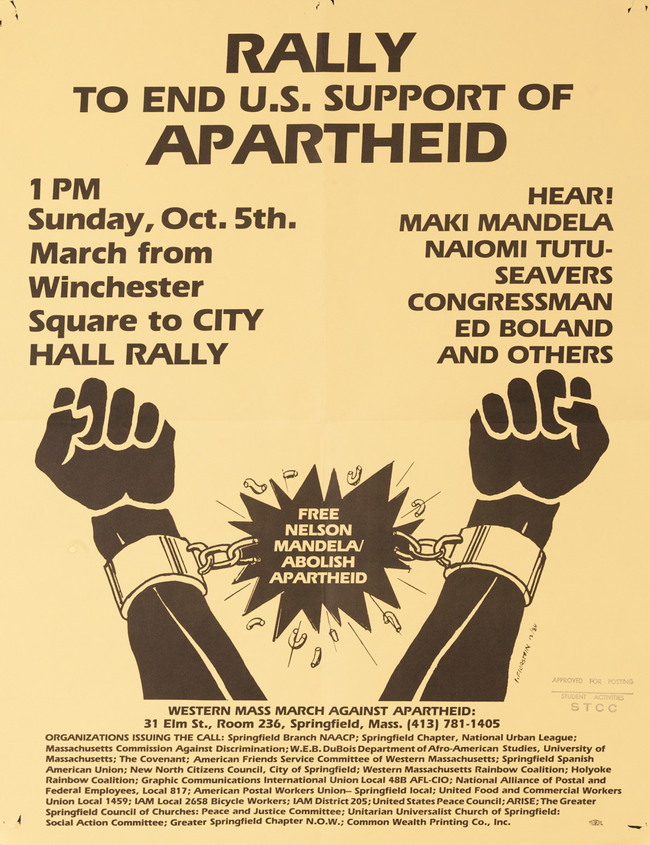 Rally to End the U.S. Support of Apartheid, Original American Protest Poster