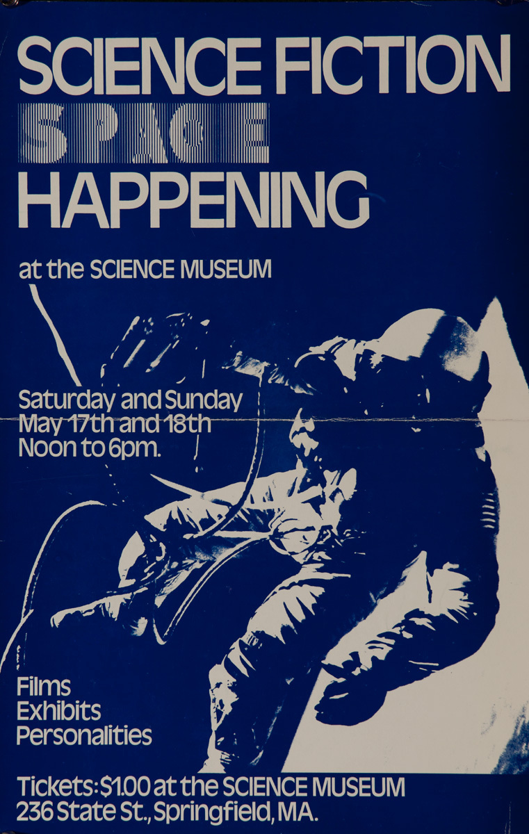 Science Fiction Happening At the Science Museum, Original American College Campus Poster blue