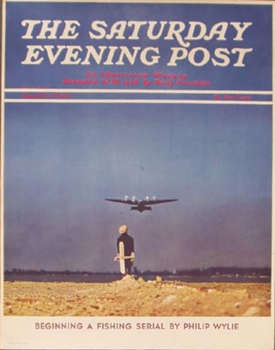 Saturday Evening Post April 4, 1940 Vintage Magazine Poster Boy With Airplane