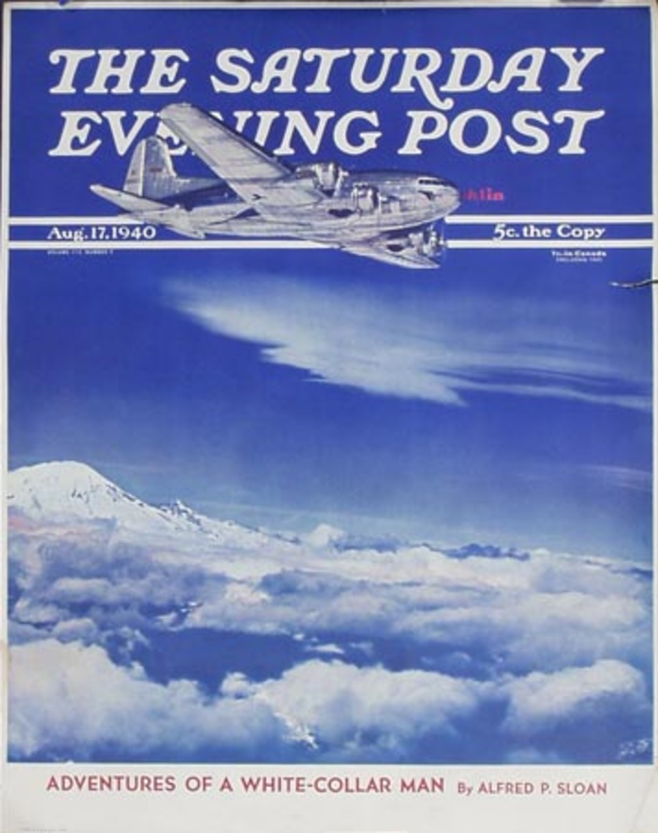 Saturday Evening Post Original Advertising Poster August 17, 1940 Pan Am Aircraft