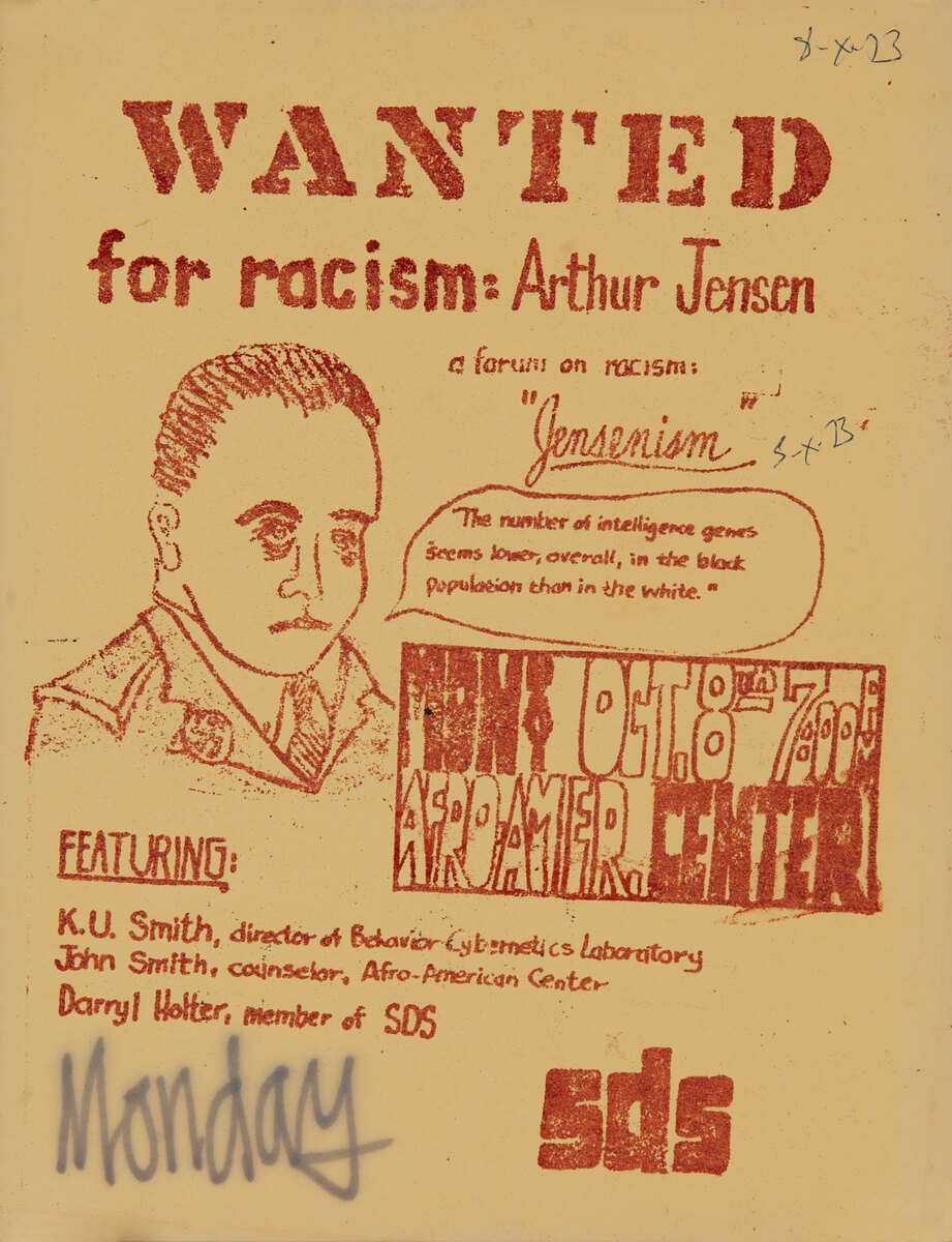 Wanted for Racism : Arthur Jensen, Original American Civil Rights Protest Poster