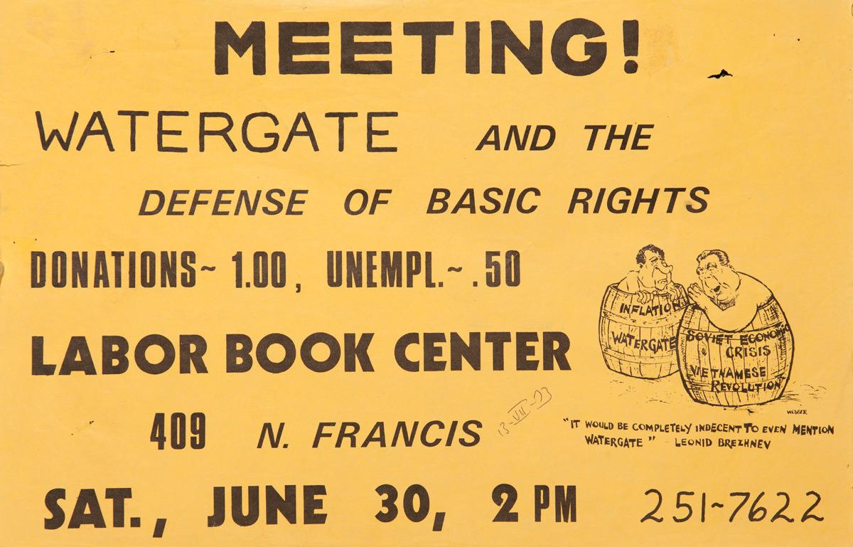 Meeting! Watergate and the Defense of Basic Rights, Labor Book Center, Original American Protest Poster