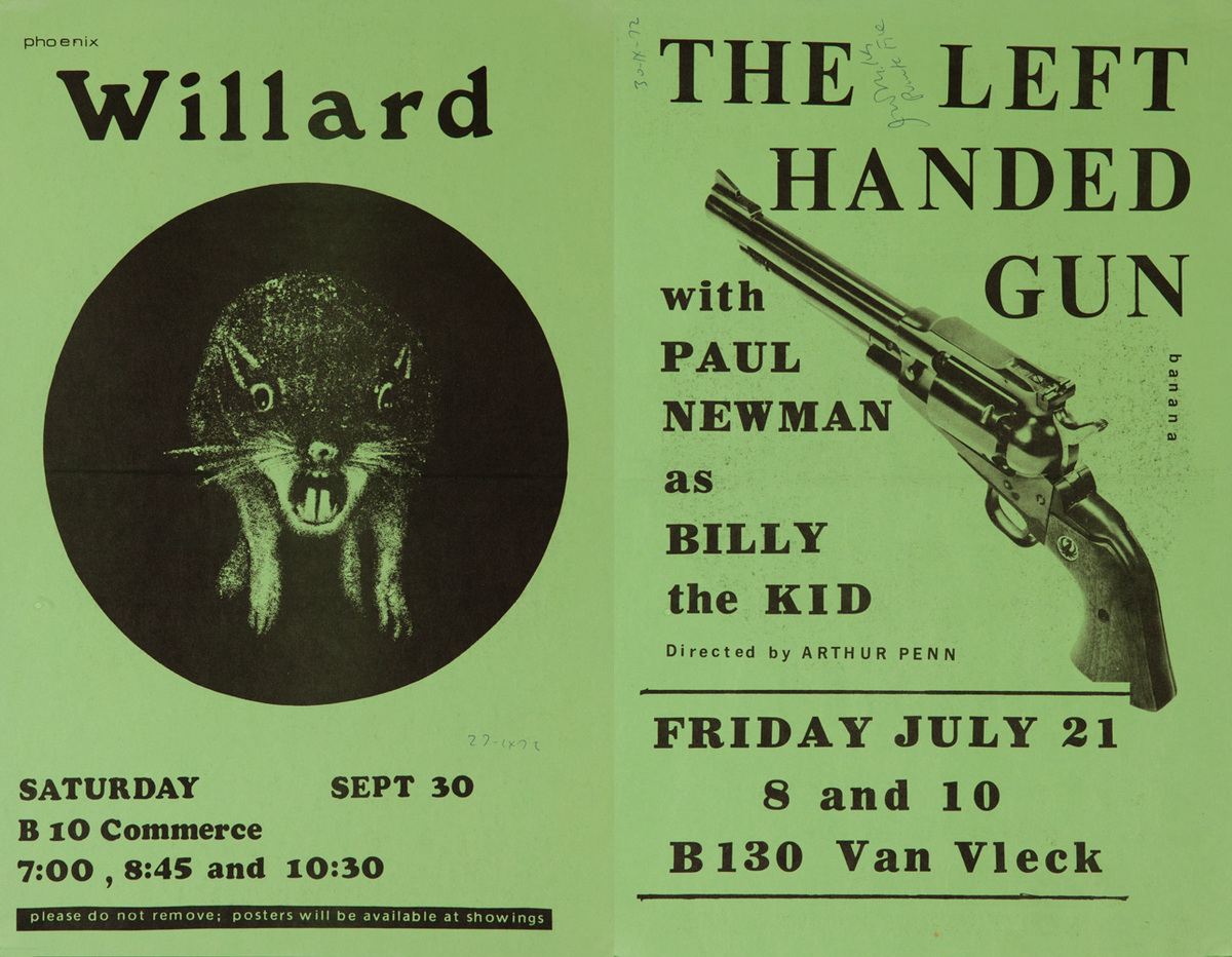 Willard/The Left Handed Gun, 2 Sided College Campus Movie Poster